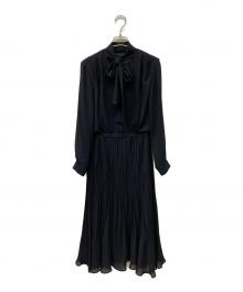 ROPE（ロペ）の古着「24SS ジョーゼット シフォンプリーツワンピース【セレモニー対応】」｜ネイビー