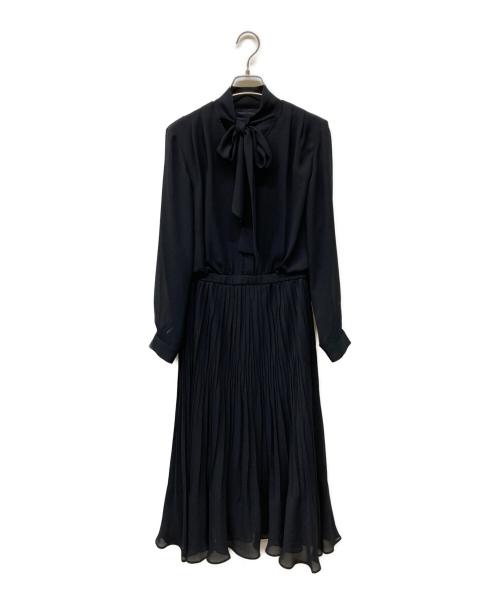 ROPE（ロペ）ROPE (ロペ) 24SS ジョーゼット シフォンプリーツワンピース【セレモニー対応】 ネイビー サイズ:36の古着・服飾アイテム