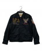 AVIREXアヴィレックス）の古着「刺繍ジップジャケット」｜ブラック