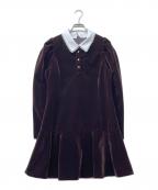 Rirandtureリランドチュール）の古着「ベルベットカラーミニワンピース」｜ブラウン