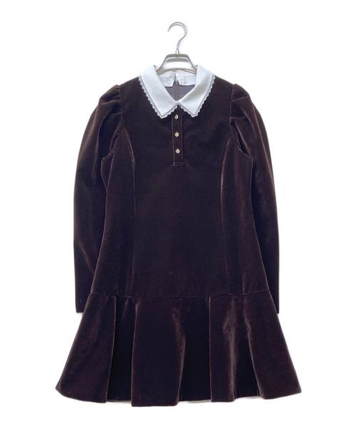 Rirandture（リランドチュール）Rirandture (リランドチュール) ベルベットカラーミニワンピース ブラウン サイズ:2の古着・服飾アイテム