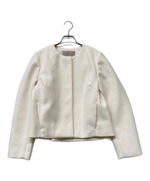 JUSGLITTY（ジャスグリッティー）JUSGLITTY (ジャスグリッティー) ノーカラージャケット ホワイト サイズ:2の古着・服飾アイテム