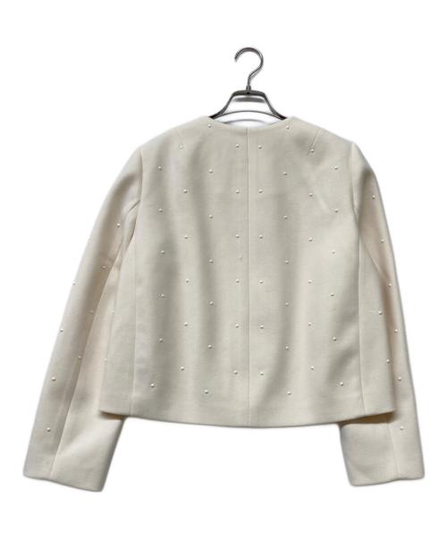 JUSGLITTY（ジャスグリッティー）JUSGLITTY (ジャスグリッティー) ノーカラージャケット ホワイト サイズ:2の古着・服飾アイテム