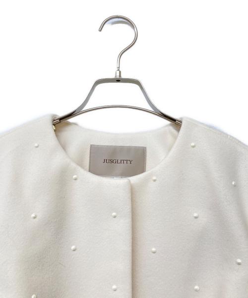 JUSGLITTY（ジャスグリッティー）JUSGLITTY (ジャスグリッティー) ノーカラージャケット ホワイト サイズ:2の古着・服飾アイテム