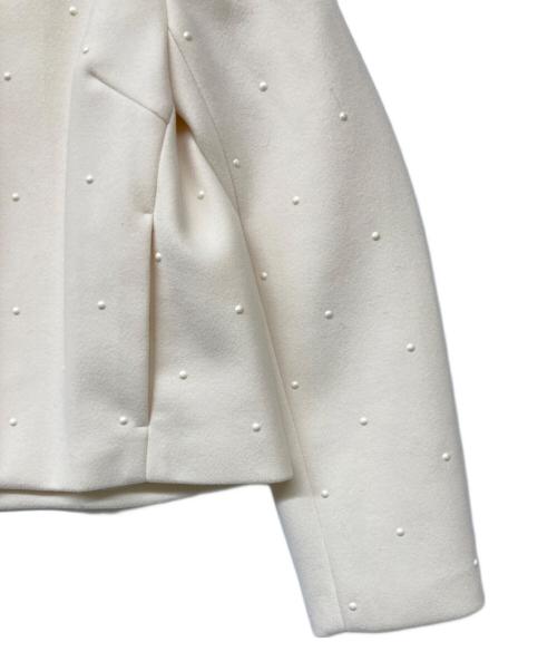 JUSGLITTY（ジャスグリッティー）JUSGLITTY (ジャスグリッティー) ノーカラージャケット ホワイト サイズ:2の古着・服飾アイテム