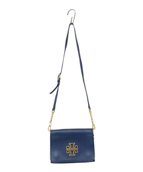 TORY BURCH（トリーバーチ）TORY BURCH (トリーバーチ) シボレザーフラップアイコンショルダーバッグ ネイビーの古着・服飾アイテム