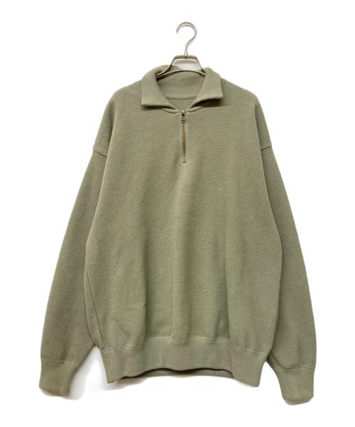 crepuscule（クレプスキュール）crepuscule (クレプスキュール) Moss Stitch Half Zip Polo オリーブ サイズ:2の古着・服飾アイテム
