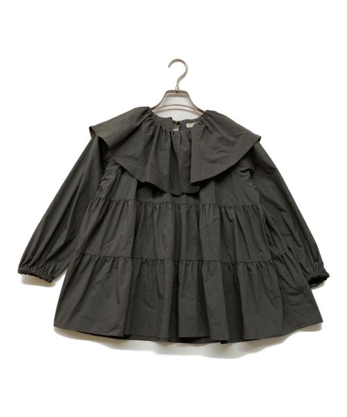 YORI（ヨリ）YORI (ヨリ) フリルカラーティアードブラウス チャコールグレー サイズ:FREEの古着・服飾アイテム