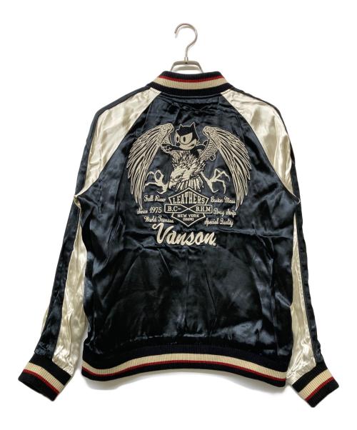 VANSON（バンソン）VANSON (バンソン) FELiX (フィリックス) リバーシブル サテンスカジャン ブラック サイズ:Lの古着・服飾アイテム