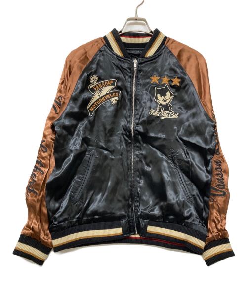 VANSON（バンソン）VANSON (バンソン) FELiX (フィリックス) リバーシブル サテンスカジャン ブラック サイズ:Lの古着・服飾アイテム