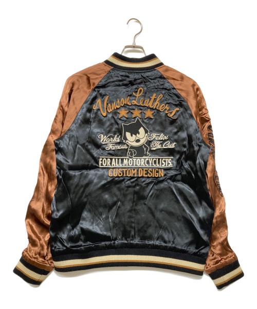 VANSON（バンソン）VANSON (バンソン) FELiX (フィリックス) リバーシブル サテンスカジャン ブラック サイズ:Lの古着・服飾アイテム