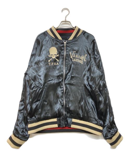 VANSON（バンソン）VANSON (バンソン) T.F.O.A (クローズ&ワースト〜武装戦線〜) リバーシブルサテンスカジャン ホワイト×ブラック サイズ:Lの古着・服飾アイテム