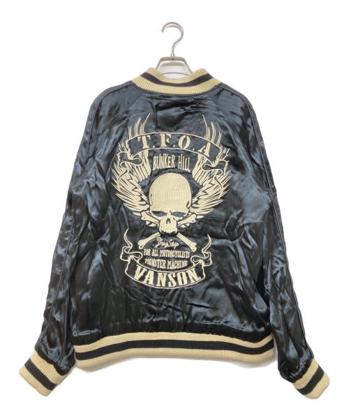 VANSON（バンソン）VANSON (バンソン) T.F.O.A (クローズ&ワースト〜武装戦線〜) リバーシブルサテンスカジャン ホワイト×ブラック サイズ:Lの古着・服飾アイテム