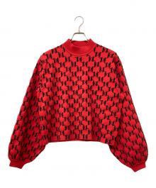 Karl Lagerfeld（カール ラガーフェルド）の古着「ロゴアイコンボリュームスリーブニット」｜レッド