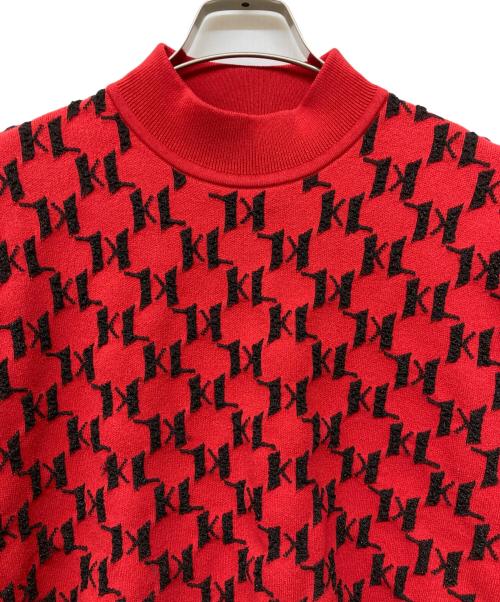 Karl Lagerfeld（カール ラガーフェルド）KARL LAGERFELD (カール ラガーフェルド) ロゴアイコンボリュームスリーブニット レッド サイズ:Mの古着・服飾アイテム