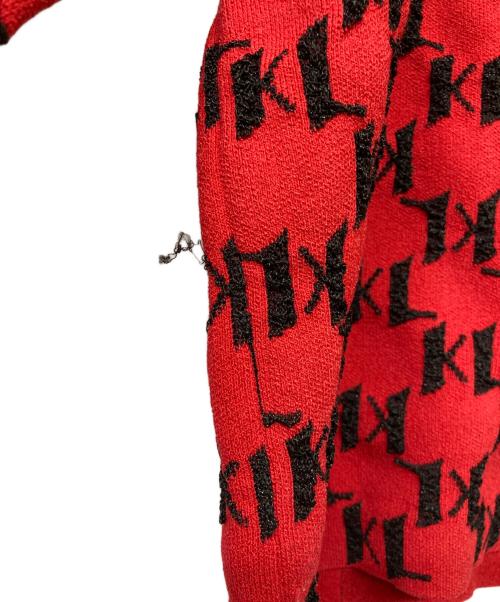 Karl Lagerfeld（カール ラガーフェルド）KARL LAGERFELD (カール ラガーフェルド) ロゴアイコンボリュームスリーブニット レッド サイズ:Mの古着・服飾アイテム