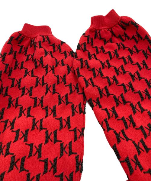 Karl Lagerfeld（カール ラガーフェルド）KARL LAGERFELD (カール ラガーフェルド) ロゴアイコンボリュームスリーブニット レッド サイズ:Mの古着・服飾アイテム