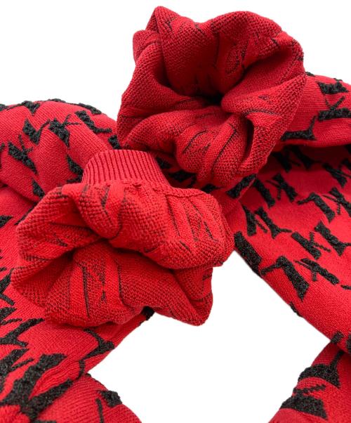 Karl Lagerfeld（カール ラガーフェルド）KARL LAGERFELD (カール ラガーフェルド) ロゴアイコンボリュームスリーブニット レッド サイズ:Mの古着・服飾アイテム