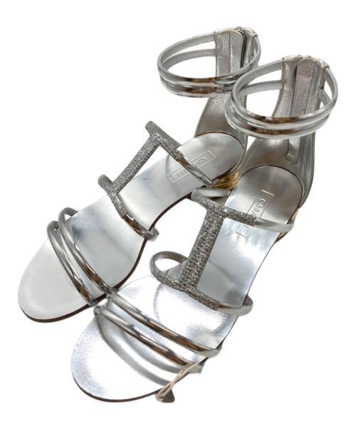 CASADEI（カサディ）CASADEI (カサディ) バックジップアンクルストラップサンダル シルバー×ゴールド サイズ:SIZE 36の古着・服飾アイテム