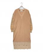 Mame Kurogouchiマメクロゴウチ）の古着「Mixed Knitted Fablic Dress」｜ブラウン