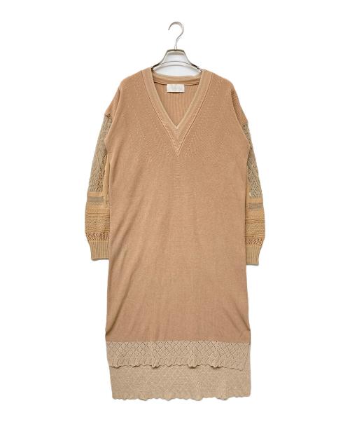Mame Kurogouchi（マメクロゴウチ）Mame Kurogouchi (マメクロゴウチ) Mixed Knitted Fablic Dress ブラウン サイズ:不明の古着・服飾アイテム