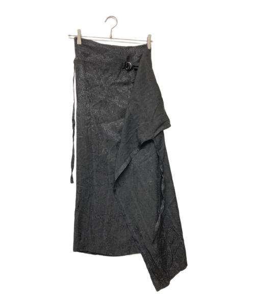 Y's（ワイズ）Y's (ワイズ) 総柄ウールブレンドラップスカート ブラック サイズ:不明の古着・服飾アイテム