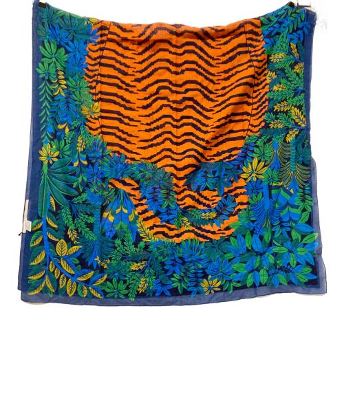 INOUI EDITIONS（イヌイエディションズ）INOUI EDITIONS (イヌイエディションズ) BALKHACH 綿100％カスピトラ柄ストール ブルーの古着・服飾アイテム