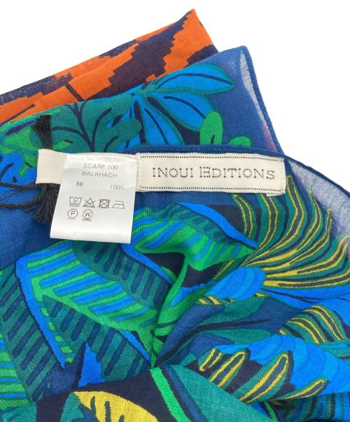 INOUI EDITIONS（イヌイエディションズ）INOUI EDITIONS (イヌイエディションズ) BALKHACH 綿100％カスピトラ柄ストール ブルーの古着・服飾アイテム