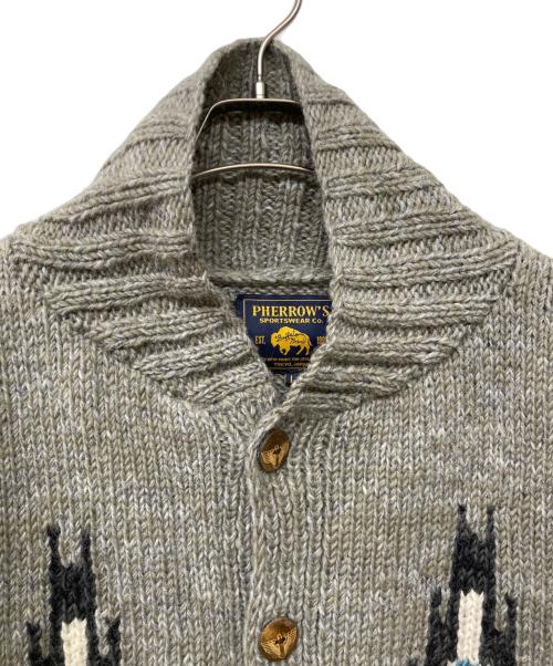 Pherrow's（フェローズ）PHERROW'S (フェローズ) ネパール ヒマラヤ ハンドメイド ニットカーディガン グレー サイズ:Lの古着・服飾アイテム