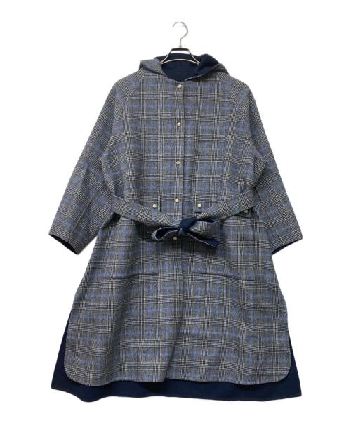 DRAWER（ドゥロワー）DRAWER (ドゥロワー) グレンチェックコート ネイビー サイズ:36の古着・服飾アイテム