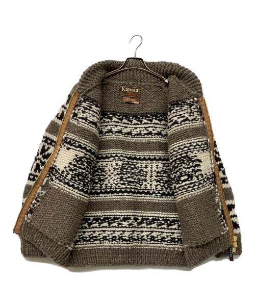 KANATA（カナタ）KANATA (カナタ) 50s ヴィンテージ復刻カウチンニットカーディガン ブラウン×ホワイト サイズ:不明の古着・服飾アイテム