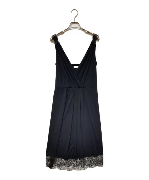 VALENTINO ROMA（ヴァレンティノ ローマ）VALENTINO ROMA (ヴァレンティノ ローマ) カシュクールキャミソールワンピース ブラック サイズ:SIZE 40の古着・服飾アイテム