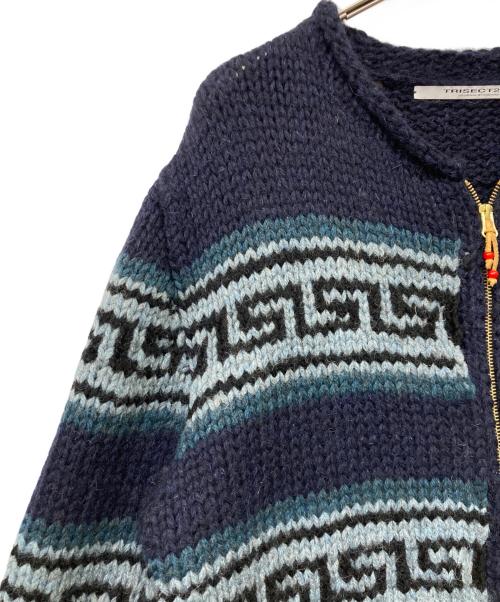 JOURNAL STANDARD（ジャーナルスタンダード）JOURNAL STANDARD (ジャーナルスタンダード) ネイティブパターン ハンドニット ブルゾン ブルー×ネイビー サイズ:サイズLの古着・服飾アイテム