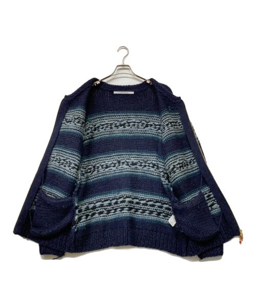 JOURNAL STANDARD（ジャーナルスタンダード）JOURNAL STANDARD (ジャーナルスタンダード) ネイティブパターン ハンドニット ブルゾン ブルー×ネイビー サイズ:サイズLの古着・服飾アイテム
