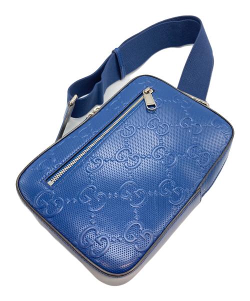 GUCCI（グッチ）GUCCI (グッチ) GGエンボス クロスボディ ブルーの古着・服飾アイテム