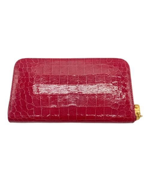 MIU MIU（ミュウミュウ）MIU MIU (ミュウミュウ) クロコ型押しラウンドファスナーウォレット ショッキングピンクの古着・服飾アイテム