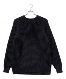 STEVEN ALAN（スティーブンアラン）の古着「AIR LOGG CREW NECK LOOSE KNIT/エア ログ クルー ネック ルーズ ニット」｜ブラック