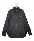 Needlesニードルズ）の古着「23AW WORK SHIRT C/L/W PIN STRIPE TWILL」｜ブラック