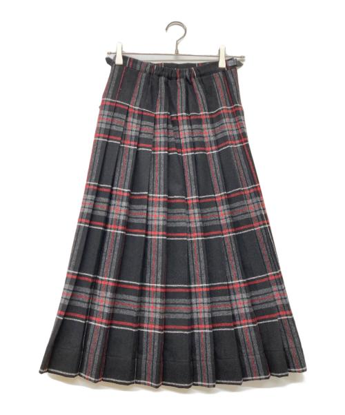 O'NEIL OF DUBLIN（オニールオブダブリン）O'NEIL OF DUBLIN (オニールオブダブリン) ウールブレンドチェックベルテッドプリーツラップスカート レッド×ブラック×グレー サイズ:38の古着・服飾アイテム