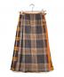 O'NEIL OF DUBLIN（オニールオブダブリン）の古着「ウールフチェックベルテッドプリーツラップスカート」｜ブラウン×ネイビー