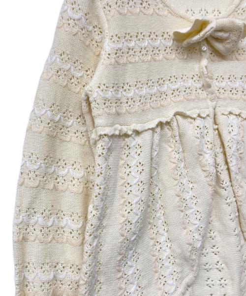 PINK HOUSE（ピンクハウス）PINK HOUSE (ピンクハウス) スカラップ風刺繍ニットカーディガン イエロー サイズ:不明の古着・服飾アイテム