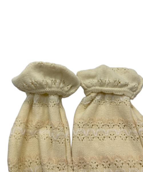 PINK HOUSE（ピンクハウス）PINK HOUSE (ピンクハウス) スカラップ風刺繍ニットカーディガン イエロー サイズ:不明の古着・服飾アイテム