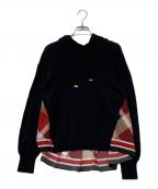 BLUE LABEL CRESTBRIDGEブルーレーベルクレストブリッジ）の古着「レイヤードニットパーカー」｜ブラック