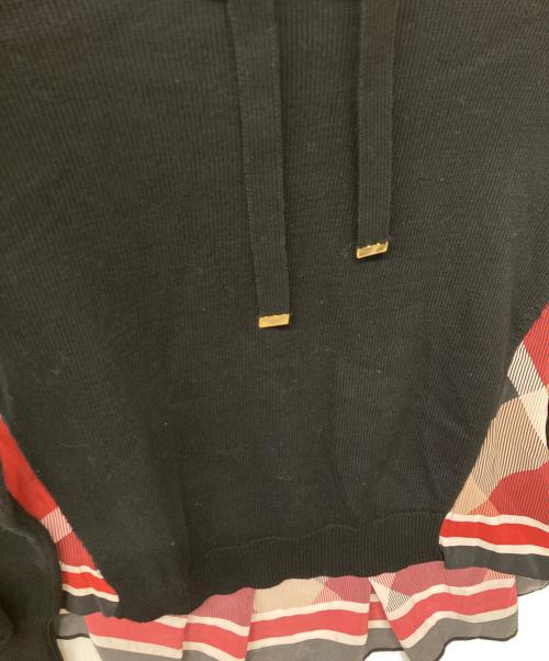 BLUE LABEL CRESTBRIDGE（ブルーレーベルクレストブリッジ）BLUE LABEL CRESTBRIDGE (ブルーレーベルクレストブリッジ) レイヤードニットパーカー ブラック サイズ:38の古着・服飾アイテム