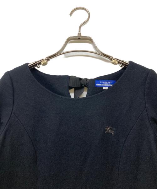 BURBERRY BLUE LABEL（バーバリー ブルー レーベル）BURBERRY BLUE LABEL (バーバリー ブルー レーベル) ロゴ刺繍 ニット切替ワンピース ブラック サイズ:size36の古着・服飾アイテム