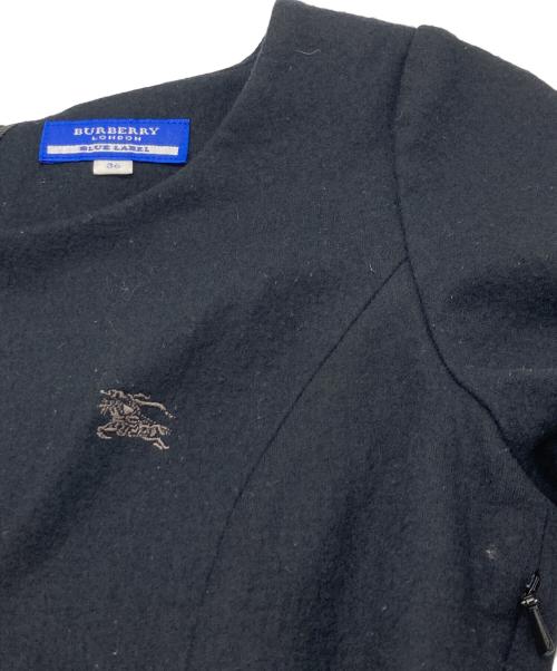 BURBERRY BLUE LABEL（バーバリー ブルー レーベル）BURBERRY BLUE LABEL (バーバリー ブルー レーベル) ロゴ刺繍 ニット切替ワンピース ブラック サイズ:size36の古着・服飾アイテム