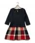 BURBERRY BLUE LABEL (バーバリー ブルー レーベル) ロゴ刺繍 ニット切替ワンピース ブラック サイズ:size36：6000円