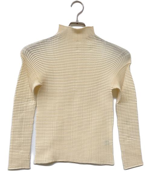 ISSEY MIYAKE（イッセイミヤケ）ISSEY MIYAKE (イッセイミヤケ) ハイネックプリーツカットソー アイボリー サイズ:3の古着・服飾アイテム