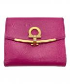 Salvatore Ferragamoサルヴァトーレ フェラガモ）の古着「ガンチーニ レザー折り畳み財布」｜ピンク