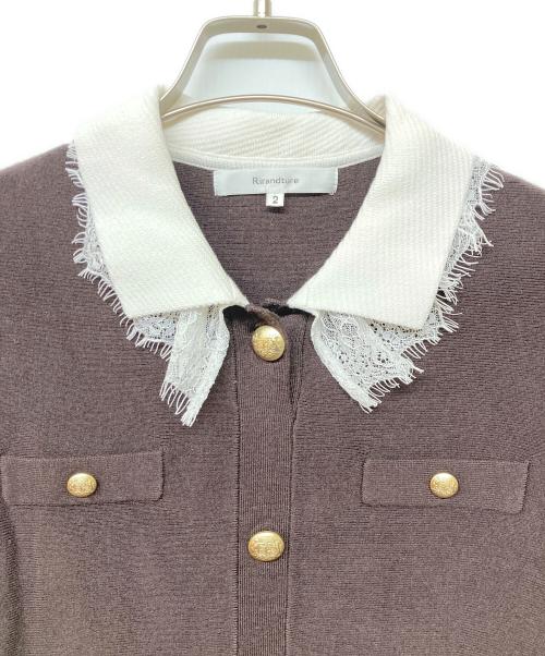 Rirandture（リランドチュール）Rirandture (リランドチュール) レースカラーミニニットワンピース ホワイト×ブラウン サイズ:2の古着・服飾アイテム